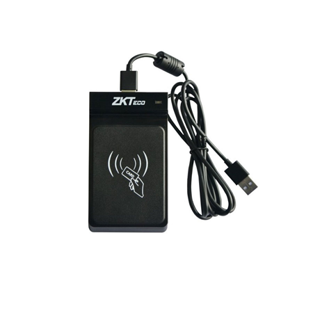 ZK-265 | Mifare card reader / programmer. Frequency 13.56 MHz. Reading range up to 5 cm. Read and write functionality. USB interface. USB powered. LED indicator. No driver needed (emulation keyboard). Communication protocol available for development