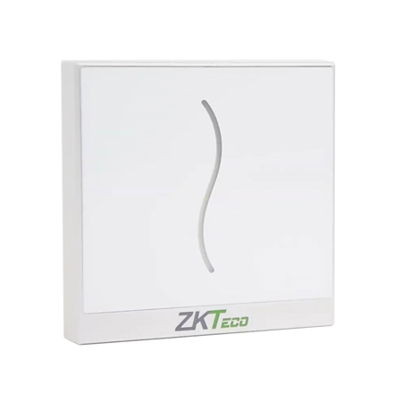 ZK-269 | Lector ZKTeco de tarjetas de proximidad ID de 125KHz. Lectura de hasta 5 cm. Salida Wiegand 26. Resistente al agua, IP65. Color blanco