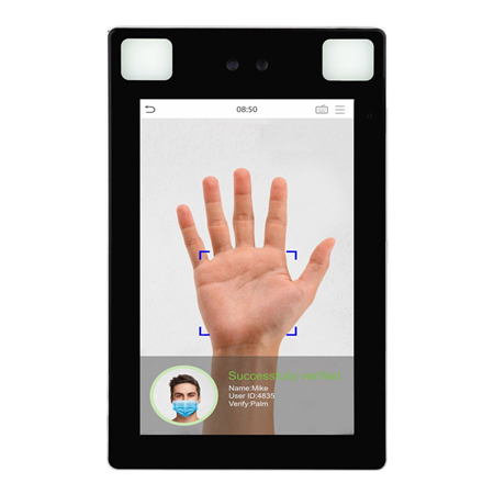 ZK-270 | Terminale multibiometrico di controllo accessi ZKTeco. Tecnologia di riconoscimento facciale a luce visibile. Maggiore igiene con verifica biometrica senza contatto. Rilevamento maschera. Algoritmo facciale anticontraffazione ultrarapido. Tecnologia Computer Vision per il riconoscimento del palmo senza contatto. Compatibile con la piattaforma software ZKBioSecurity