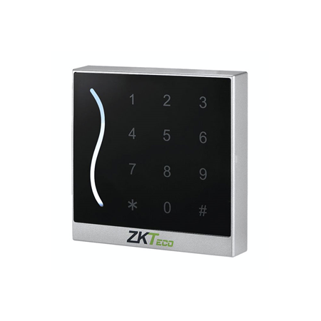 ZK-295 | Lecteur de cartes de proximité MIFARE avec clavier tactile intégré. Grande stabilité et efficacité énergétique. Indicateurs LED et sonores. Sortie Wiegand réglable sur place (26 ou 34 bits). Conception étanche IP65. Couleur noire.