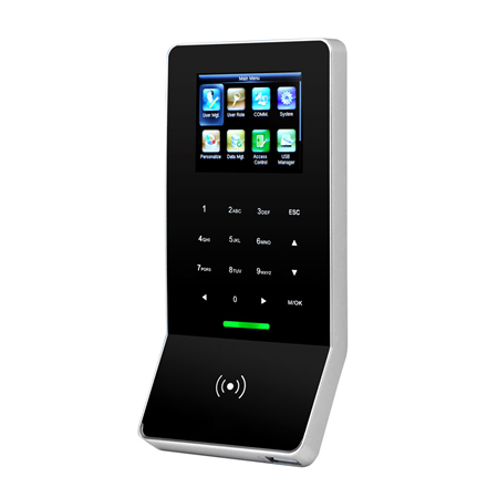 ZK-3 | Access/Presence Control terminal. EM125KHz proximity reader. 2.4 "built-in screen. Card ID, password ID and combinations, 5,000 cards, 30,000 events, TCP / IP, WiFi, USB, RS485, Wiegand and Relay Suitable for indoor. ZkTimeNet 3.0.