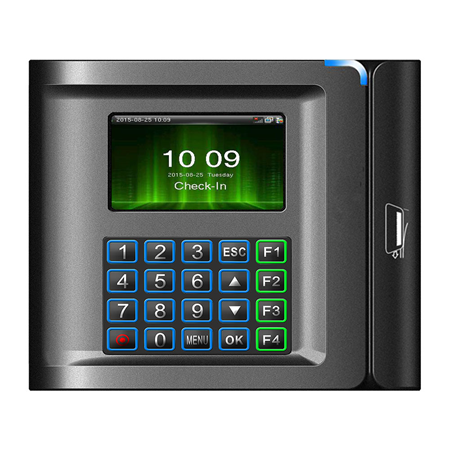 ZK-306 | Terminal ZKteco de control de presencia. Lector de proximidad por banda magnética. Display TFT de 3". Hasta 10 000 tarjetas. Hasta 50 000 eventos. Cuentan con funcionalidades de control de acceso simples. Relé de puerta o sirena.