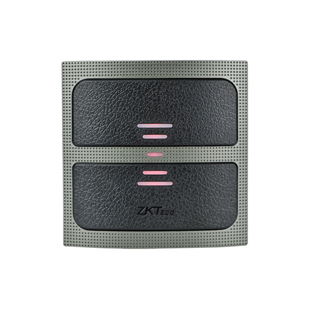 ZK-329 | Lector ZKTeco de tarjetas Mifare de 13,56 MHz. Rango de lectura de 2 ~ 8 cm. Wiegand 34 por defecto. Control externo de LED y zumbador. Apto para exterior. Protección contra polaridad inversa