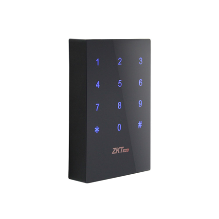 ZK-349 | Lector de proximidad ZKTeco para tarjetas de 125 KHz. Salida Wiegand 26bit. Lectura de hasta 8 cm. Teclado táctil. Grado de protección IP65