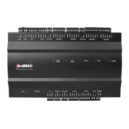 ZK-79 | Biometric controller for access control of 2 doors. Supports 4 RS485 readers + 4 Wiegand 26-bit readers. 30,000 cards. 3,000 fingerprints 100,000 events. TCP / IP, RS485. 6 entries / 4 outputs.