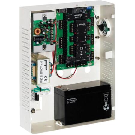 CONAC-445 | Capacity for 2 Wiegand card readers. It enables the creation of systems up to 30,000 users and 2,000 gates, 4 sensor inputs, 4 relay outputs (expandable to 12 inputs, 8 outputs). Communications RS-485 and TCP/IP. A maximum of 32 concentrators per subnetwo