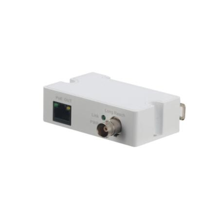 DAHUA-1153 | RJ45 10/100M to BNC converter. Transmisor de 1 channel transmitter with power supply via coaxial. RG59 coaxial cable range: 400 m at 100Mbps, 1 km at 10Mbps.