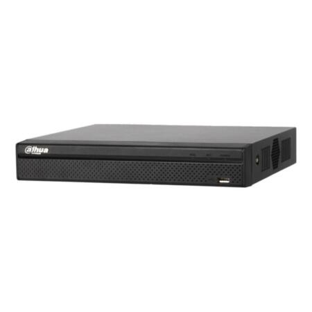 DAHUA-1243-FO | 16 channel IP NVR 4K/8MP. H.265/H.264. Live playback 4 ch 1080P or 1 ch 4K/8MP. Recording: 4K/8MP, 6MP, 5MP, 4MP, 3MP, 1080P, 720P, D1. 80 Mbps. HDMI and VGA (1080P) output. 2 way audio. 1 HDD SATA. RJ45 Gigabit. 2 USB 2.0. 12V DC. Desktop.