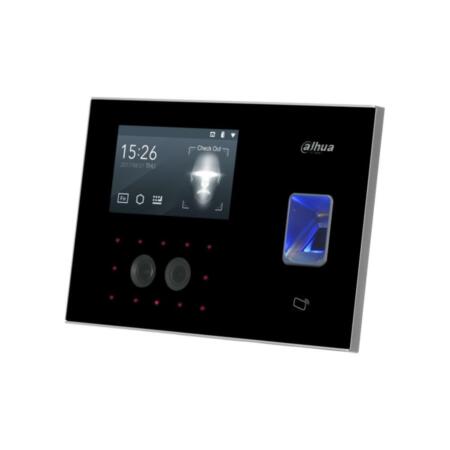 DAHUA-1254 | Autonomous biometrical terminal for access/presence controlwith ID by facial recognition, MIFARE card, password. Touch screen. 3.000 fingerprints, 1.000 facial templates, 30.000 cards, 150.000 events. Facial ID, fingerprint, card, password or combination. Voice message. 1 lock, 1 door sensor, 1 exit button. RS485, RS232, USB Host. TCP/IP and Wi-Fi. 12V. Smart PSS.
