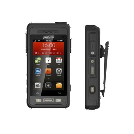 DAHUA-1293 | HD portable live terminal at 1080P with video&audio recording. Camera with 3,85 mm lens. H.264. Dual stream. Recording: 1080P, 720P, D1, VGA, CIF, QVGA. 2 way audio. 4" LCD touchscreen. Built in Wi-Fi, Bluetooth, GPS, RFID, fingerprint, LPR. 1 HDMI in. 3,5 mm mini jack. Mini USB 2.0. RS232. IP67. 4000 mAH.