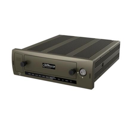 DAHUA-1576 | Mobile NVR of 4 IP channel. H.264. 3G/4G and WiFi module included. 1 ch playback. Recording of 4 channels 1080P live. 2 TV output (aviation connectors) and 1 VGA output (aviation connection). Audio: 1 in / 1 out . Alarm: 7 in / 2 out. SD card slot. 2 USB, 1 RS485, 1 RS232. Bus CAN and G-sensor supported. Vibration tolerance. 6V~36V.