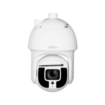 DAHUA-1617 | StarLight IP motorized dome of 240°/sec. with IR illumination of 450 m, for outdoors. H.265+/H.265/H.264+/H.264. 1/1,9” CMOS, 2 MP. Triple stream. Resolution up to 2MP at 50 fps. 40X optical zoom of 5,6~223 mm. 16X digital zoom. ICR filter. 0,001/0,0001 lux. OSD, AWB, AGC, BLC, HLC, real WDR (120dB), 2D/3D-NR, defog, EIS, motion detection and privacy mask. Autotracking. IVS. 300 presets DH-SD y Pelco-D/P. RS485. Audio: 1 in / 1 out. Alarm: 7 in / 2 out. MicroSD slot. RJ45 Fast Ethernet. Onvif, API. IP67. Lightning-proof 8KV. Lens cleaner. Hi-PoE. Wall bracket included and power supply.
