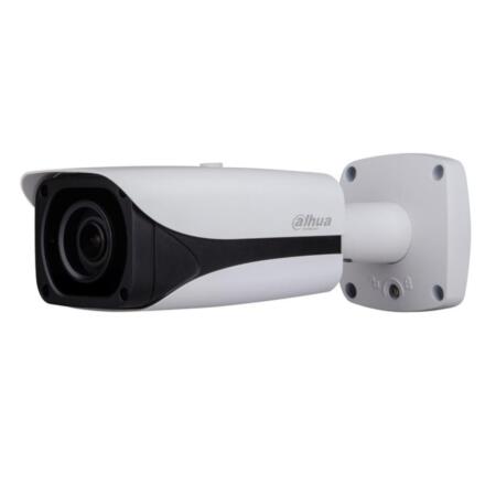 DAHUA-832 | IP bullet vandal camera with IR illumination of 50 m, for outdoors, Ultra-Smart. H.265/H.264. 1/1,8” CMOS, 6 MP. Triple stream. 6MP @25 fps. 4,1 ~ 16,4 mm motorized lens (H: 86°~35°; V: 57°~25°). ICR. OSD, AWB, AGC, BLC, HLC, digital WDR, SSA, 3D-NR, ROI, EIS, defog, mirror, motion detection and privacy mask. IVS. Facial detection, people counter, heat map. Audio: 1 in / 1 out. Alarm: 1 in / 1 out. MicroSD slot. RJ45 Gigabit. Onvif. IP67, IK10. 12V DC. PoE+.