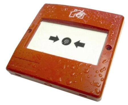 DEM-1009 | Alarm push (break glass type) in red, designed for outdoors. IP67
