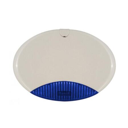 DEM-1087 | Outdoor siren self powered / auxiliar with blue lights. UV resistant polycarbonate case. 99dB at 1m. Grade 2