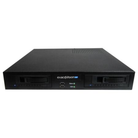 EX-17 | Servidor exacqVision Professional, con software web/móvil pre-instalado, tres años de actualización de software y garantía de hardware. Licencias para 4 cámaras IP. Hasta 24 canales. 200Mbps. 300 ips. Salidas DVI-D, HDMI y Display Port. Hasta 2 monitores simultáneos. Capacidad máxima de almacenamiento de 4TB. 2 RJ45 Gigabit. 6 USB 2.0, 2 USB 3.0. 220V CA.