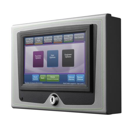 FOC-675 | Repetidor de red Taktis Vision de superficie para centrales analógicas de incendios Kentec Taktis. Pantalla a color táctil de 7". Conexión por RS485. Permite visualización y control en remoto del panel Taktis.