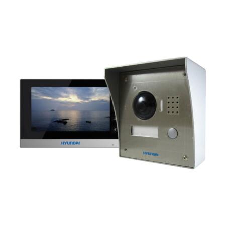 HYU-134 | Kit de pòrtier vidéo IP de extérieur + boîte de montage dans surface + moniteur IP de 7" + switch POE + Alimentaion