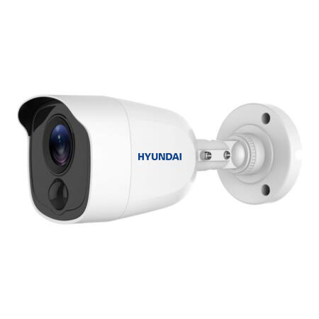 HYU-481 | HD-TVI bullet camera PIR series with Smart IR of 20 m and motion detection by active PIR, for outdoors. 2MP CMOS. HD-TVI video output. 2,8 mm fixed lens (103,5°). 0,005 lux. ICR filter. OSD, ATW, MWB, AGC, BLC, real WDR 120dB, 3D-DNR, mirror, motion detection and privacy mask. Visual alarm by white led. IP67. 3AXIS bracket. 12V DC.