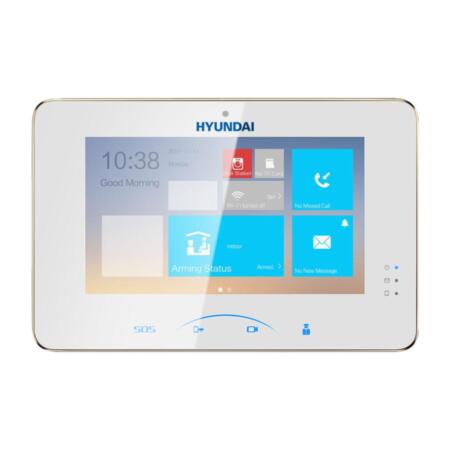 HYU-559 | IP monitor for indoors with 0,3MP camera. 7" capacitive touchscreen (1024x600).Touch keys. Panic call. Built in microphone and speaker. Fast Ethernet. Alarm: 2 in / 2 out. 12V DC. PonC.
