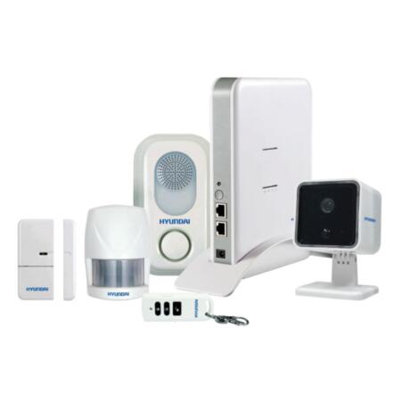 HYU-65 | Smart4Home kit composed by: IP station control (sold separately), 720p IP camera HYU-74, indoor voice siren HYU-69, PIR detector HYU-66, magnetic contact HYU-67, remote push HYU-68, Hyundai Smart4Home software