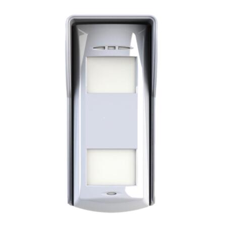 PYRO-12 | Triple tecnology outdoor Pironix detector (2 dual PIR + Doppler microwave) with PET inmunity up to 24 kg.Combines tri-signal logic detection with dual vision technology. Triple antimasking of Grade 3 and antilock of Grade 4. 12 meter range, 85° installed at 1,2 meters. Triple microwave frequency. IP55. EN50131 Grade 3.