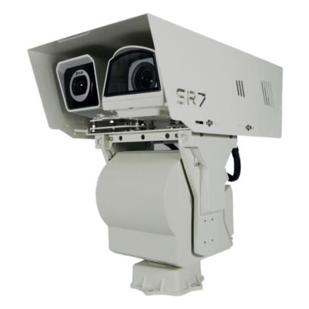 TERM-66 | SR7FIRE-MD-DUAL system (thermal+visible camera) for fire detection on industrial environment. Pan-tilt unit with 2 MP visible camera and thermal camera CIF of 35 mm. 1m³ flame detection at 228~257 m or overheating mode at 2.048~2.573 m. 360° rotation. IP66. Industrial analytic license included.