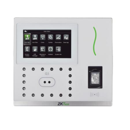 ZK-28 | Control de Acceso y Presencia con reconocimiento facial. Rec. Facial, Huellas SilkID, Tarjeta EM RFID y teclado. 5000 huellas / 3000 caras / 100.000 registros. TCP/IP, USB-Host, salida AUX y timbre. Salida WIEGAND. Gestión de modo de control de presencia. ZkTimeNet 3.0 Lite | ZkTimeNet 3.0. Indicaciones mediante voz Hi-Fi. Wifi y 3G Opcional