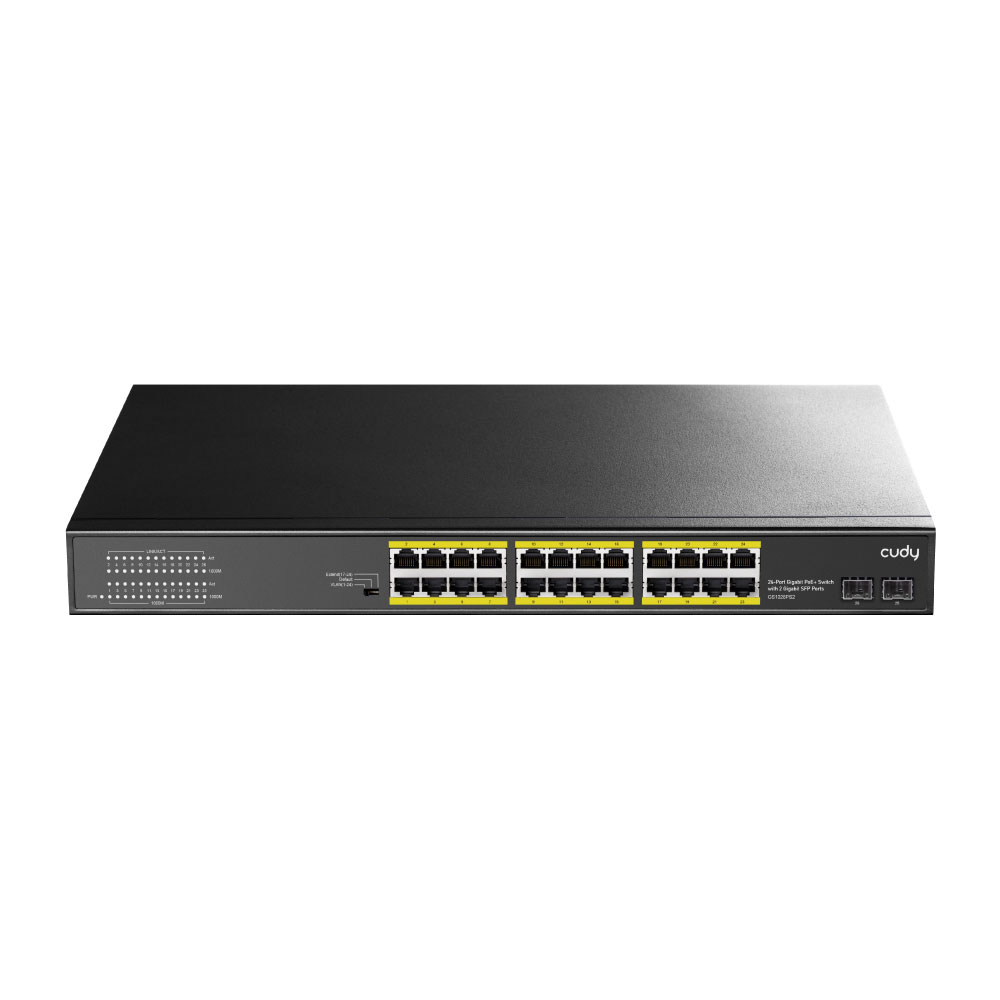 CUDY-14 | Switch PoE+ de 24 puertos Gigabit y 2 ranuras SFP