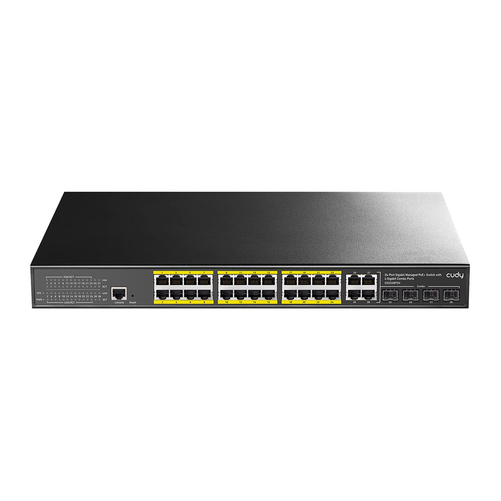 CUDY-19 | 16 Gigabit PoE+. 2 RJ45 Uplink Gigabit. 2 Gigabit SFP. 1 RJ45 Console. IEEE802.3af/at PoE. 200W PoE delivery. Watchdog PoE. QoS / IGMP Snooping