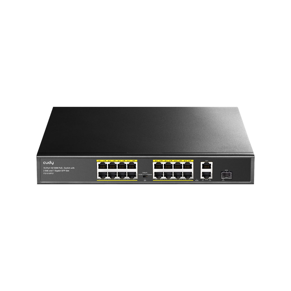 CUDY-97 | Commutateur Cudy 16 ports 10/100M PoE+ avec 2 Uplink Gigabit et 1 SFP