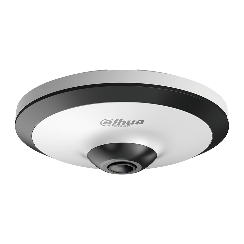 DAHUA-1661 | Dome fisheye HDCVI serie PRO con illuminazione IR di 10 m per interni. CMOS 1/2,8” di 5MP. Uscita dual (HDCVI / 960H). Ottica fisheye 1,4 mm di 180°. Filtro elettronico. OSD, AWB, AGC, 2D/3D-NR, BLC, HLC, WDR real 120dB. Incorpora microfono. Lightning-proof 4KV. 12V CC.