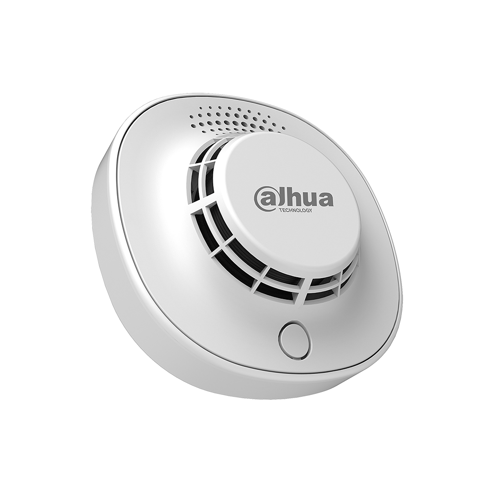 DAHUA-1685 | Airfly Wireless 433MHz Smoke Detector. Surface-mount device (SMD) circuit board design. High detection sensitivity. Simple ceiling installation using a dedicated bracket. Up to 3 years battery life using a 3.6V lithium battery. Low battery indication at least 30 days from warning signal. Alarm sound level 80dB at 3m (10 feet). Frequency: 868MHz.