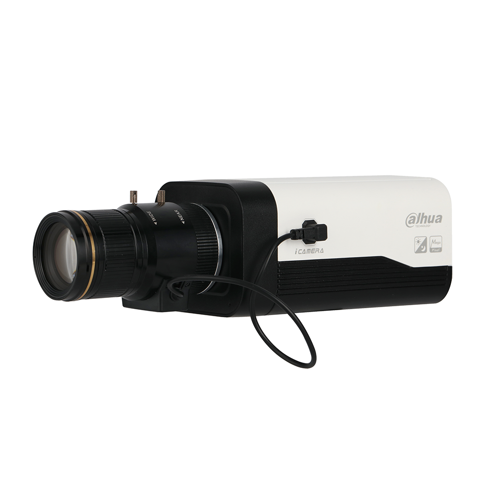 DAHUA-1726 | Camera box IP serie StarLight, per interni. CMOS 1/2,8” di 2MP. Triple stream. Formato H.265+/H.265/H.264+/H.264/MJPEG. Risoluzione di fino a 2MP a 50ips. Filtro ICR. 0,004 lux F1.2. Montatura C/CS. Zoom digital 16X. OSD, AWB, AGC, BLC, HLC, WDR 140dB, SSA, 3D-DNR, 4 zone ROI, defog, specchio, EIS, videosensore e privacy mask. Conteggio di persone. Rilevamento intelligente (IVS). Uscita di video BNC. 2 entrate / 1 uscita audio (Incorpora microfono). 2 entrate / 2 uscite di allarme. Slot MicroSD. Onvif, API. 12V CC / 24V CA. Poe+.