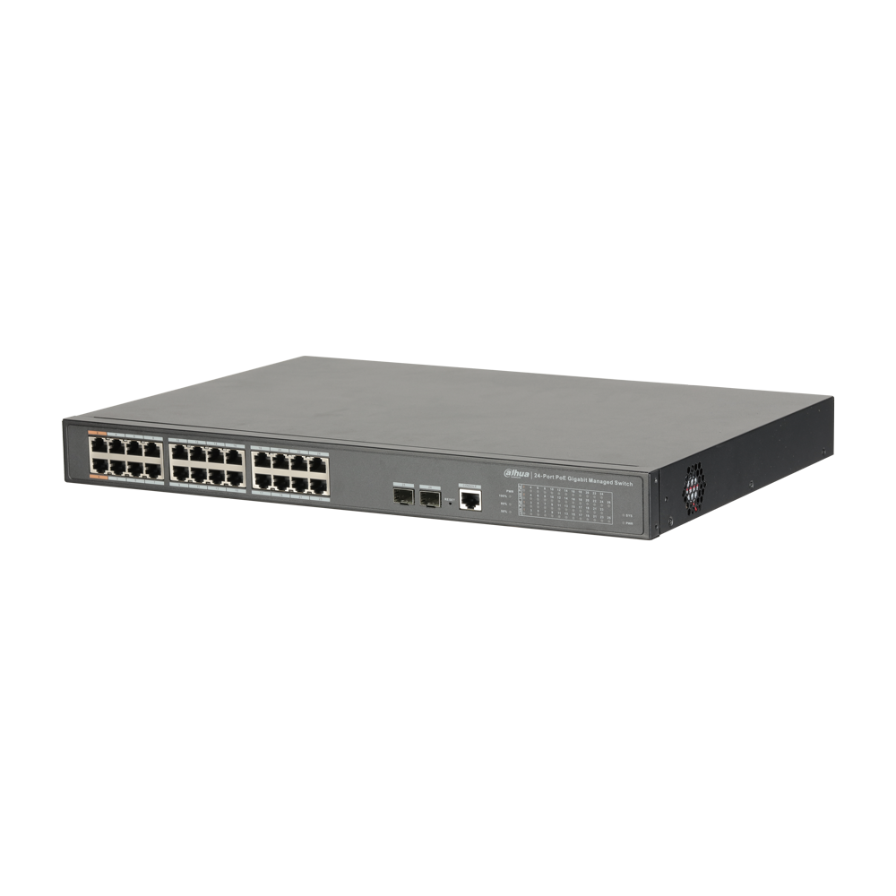 DAHUA-1745 | Manageable commercial POE switch (L2) of 24 Gigabit ports + 2 SFP Gigabit ports (no ring)