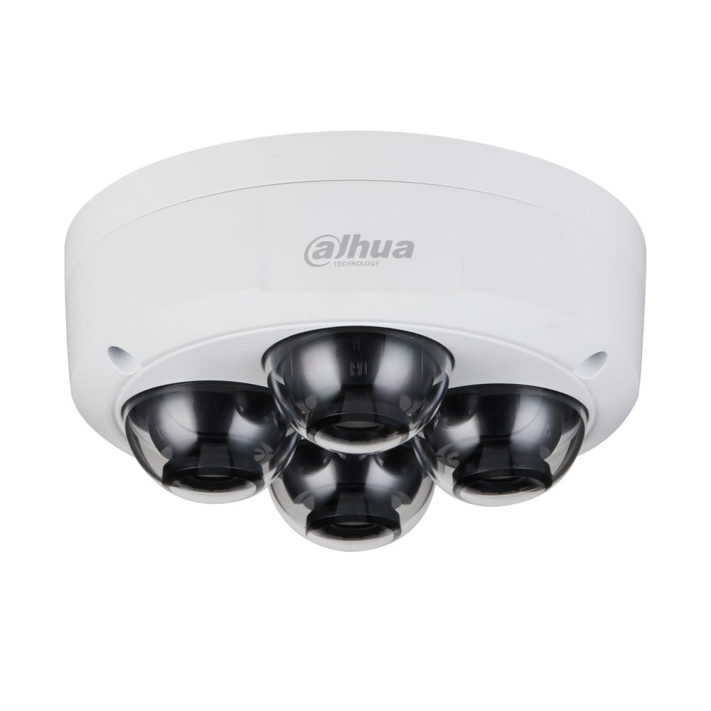 DAHUA-1841-FO | Day/night panoramic multilens IP dome, vandal protection for outdoors. H.265+/H.265//H.264+/H.264. 4x 1/2,8” Sony® Starvis CMOS. Dual stream. 1080P. 2,8 mm lens. 16X digital zoom. Day/night electronic filter. 0,006 lux. OSD, AWB, AGC, BLC, HLC, digital WDR , 3D-DNR, ROI of 4 zones, motion detection and privacy mask. IVS. Audio: 1 in / 1 out. Alarm: 1 in / 1 out. MicroSD slot. Onvif, PSIA, CGI. Unicast/Multicast. IP67, IK10. 12V DC. PoE.