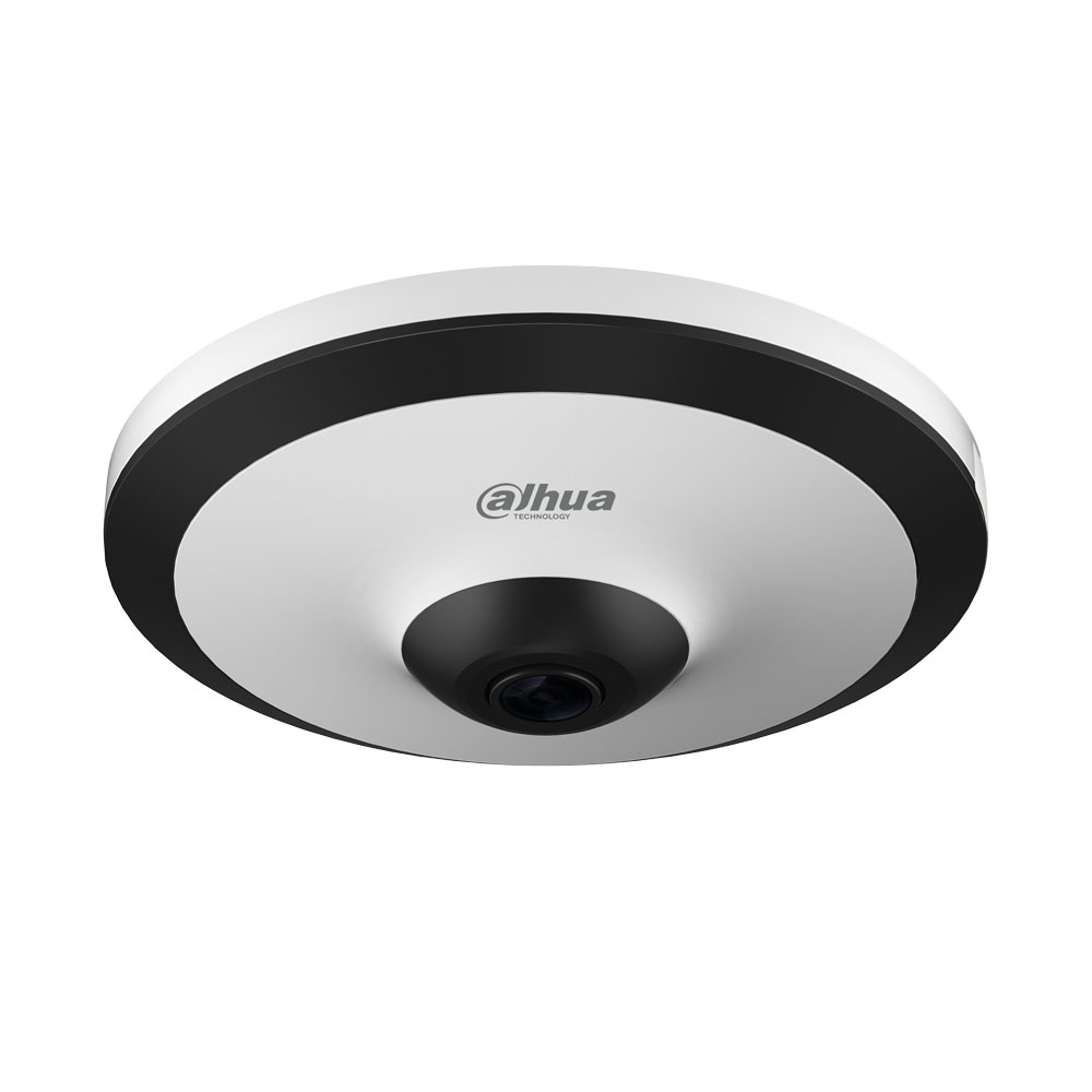 DAHUA-2005-FO | Dome fisheye IP Dahua con Smart IR da 10 m, per interno. CMOS 1/2,7” Sony® da 5MP. Triple Stream. Formato H.265+/H.265/H.264+/H.264/MJPEG. Risoluzione di fino a 5MP a 25ips. Filtro ICR. 0,006 lux F2.0. Ottica fisheye da 1,4 mm (180°). OSD, AWB, AGC, BLC, HLC, WDR 120dB, 3D-DNR, 4 zone ROI, specchio, videosensore e privacy mask da privacy. Dewarping multipla. Rilevazione intelligente (IVS). Mappa di calore. Incorpora microfono. Slot MicroSD. Onvif, CGI, API. 12V CC. PoE.
