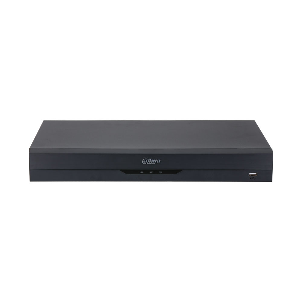 DAHUA-2229-FO | XVR 5 in 1 Dahua di 16 canali HDCVI / HDTVI / AHD / CVBS + 16 canali IP 8MP (aggiunti agli ingressi BNC). Gli ingressi BNC possono essere convertiti in IP. Formato AI / H.265 + / H.265 / H.264 + / H.264. 4 ingressi audio / 1 uscita RCA (audio bidirezionale). Riproduce 16 canali 1080P. 128 Mbps. 4K / 8MP (7 ips), 6MP (10 ips), 5MP (12 ips), 4MP, 3MP (15 ips), 4M-N, 1080P, 720P, 960H, D1, CIF, QCIF (25 ips) ). Uscita HDMI a 4K e VGA a 1080P. Protezione perimetrale a 2 canali. Rilevamento del volto a 2 canali. SMD Plus a 16 canali. 16 ingressi allarme / 3 uscite. Fino a 2 HDD SATA fino a 10 TB. Gigabit RJ45. Onvif, CGI, P2P, DDNS. 2 USB, 1 RS485. 12V DC. Desktop.