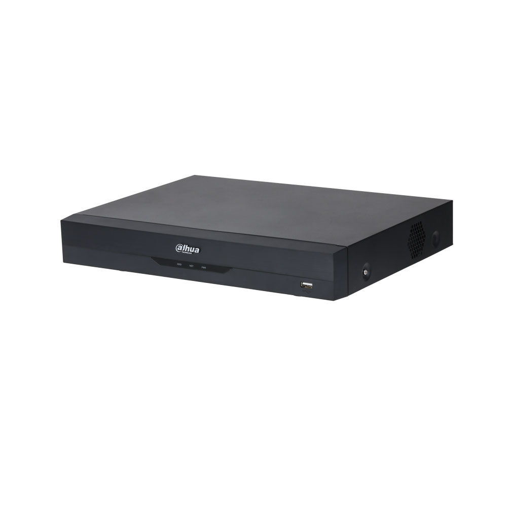 DAHUA-2254-FO | XVR 5 en 1 Dahua de 16 canales HDCVI/HDTVI/AHD/CVBS + 8 canales IP 6MP (sumado a las entradas BNC). Las entradas BNC pueden convertirse en IP. Formato AI/H.265+/H.265/H.264+/H.264. 4 entradas / 1 salida RCA de audio (audio bidireccional). Reproduce 16 canales 1080P. 128 Mbps. Grabación 5M-N (10 ips), 4M-N, 1080P (15 ips), 1080N, 720P, 960H, D1, CIF (25 ips). Salida HDMI a 4K y VGA a 1080P. Protección perimetral de 2 canales. Detección facial de 2 canales. SMD Plus de 16 canales. 16 entradas / 3 salidas de alarma. Hasta 2 HDD SATA de hasta 10TB. RJ45 Gigabit. Onvif, CGI, P2P, DDNS. 2 USB, 1 RS485. 12V CC. Sobremesa.