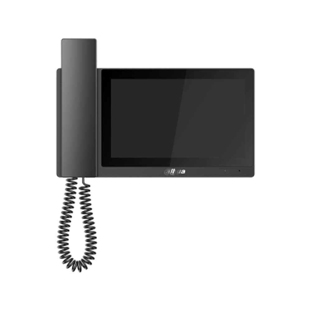 DAHUA-2259 | Monitor digitale SIP da interno con auricolare. Monitor LCD da 7 "(1024x600). 6 porte di ingresso allarme. 1 porta di uscita allarme. 1 porta di uscita alimentazione 12V CC. Fornisce alimentazione per sensori e allarmi periferici. Stream audio 16 kbps. Mani libere Supporta allarme di emergenza Formato H.264 Supporta WiFi 12V DC Supporta PoE