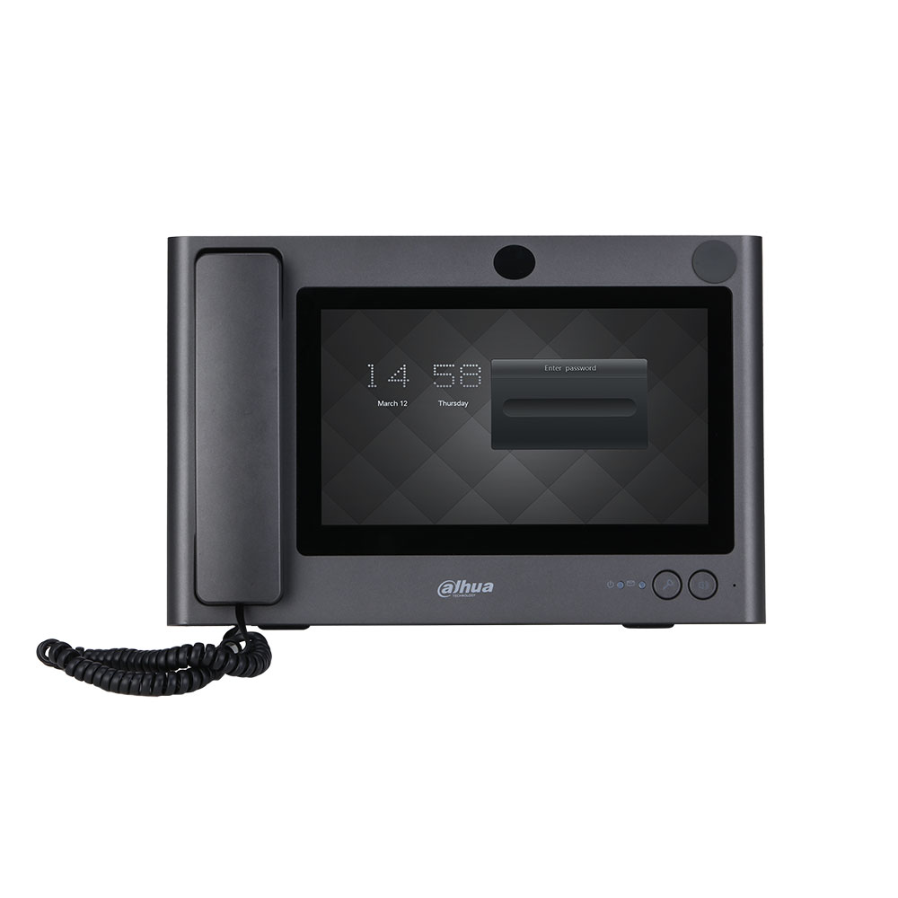 DAHUA-2268 | Estación maestra Dahua. Fácil de utilizar, sin necesidad de instalaciones. Soporte con rango de ángulo de 0° ~ 45°. Admite 4 canales 720P. Pantalla LCD capacitiva de 10" con una resolución de 1024x600. Admite dos modos de salida de audio: manos libres y auricular. La expansión mediante tarjeta SD hace que los videos y las instantáneas se puedan restaurar localmente. Ranura MicroSD (no se incluye tarjeta). 1 puerto HDMI. 2 entradas de audio. 12V CC (incluye adaptador de corriente)