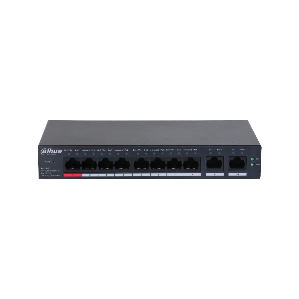 DAHUA-4240 | Switch gestionable L2 en la nube de 10 puertos con 8 PoE