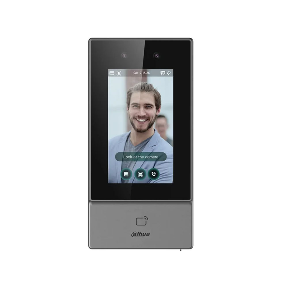 DAHUA-4262-V1 | Terminal autónomo de controlo de acessos Dahua com reconhecimento facial, Wi-Fi, PoE e IP65