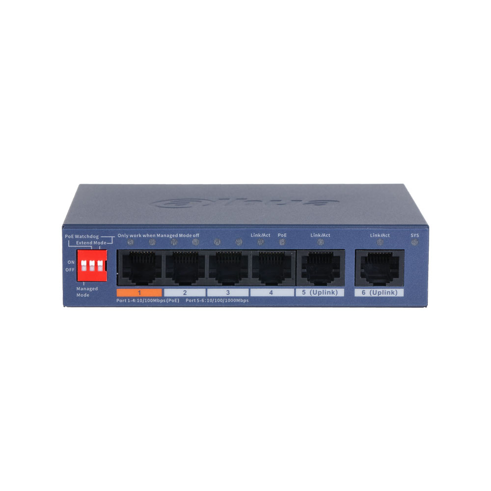 DAHUA-5029 | Switch PoE gestionable en la nube Dahua de 6 puertos