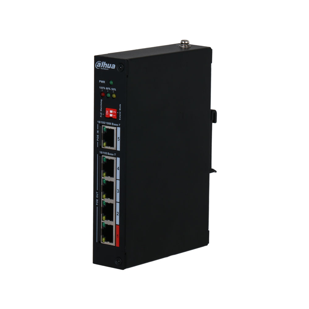 DAHUA-5220 | Extenseur PoE Dahua renforcé à 5 ports avec entrée PoE Gigabit