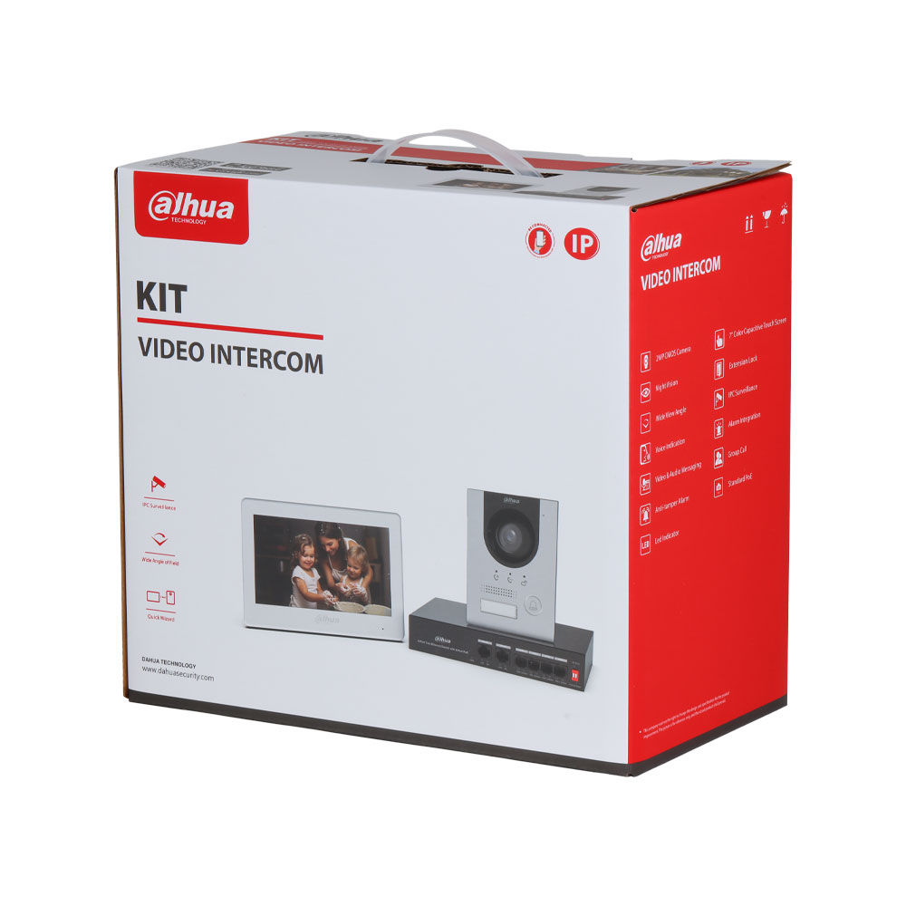 DAHUA-5228 | Kit portier vidéo IP Dahua avec station extérieure en surface, moniteur et PoE
