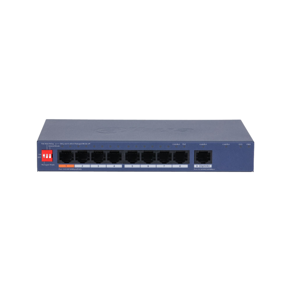 DAHUA-5517 | Switch gestionable cloud Dahua de 9 puertos con 8 PoE y Hi-PoE de 60 W