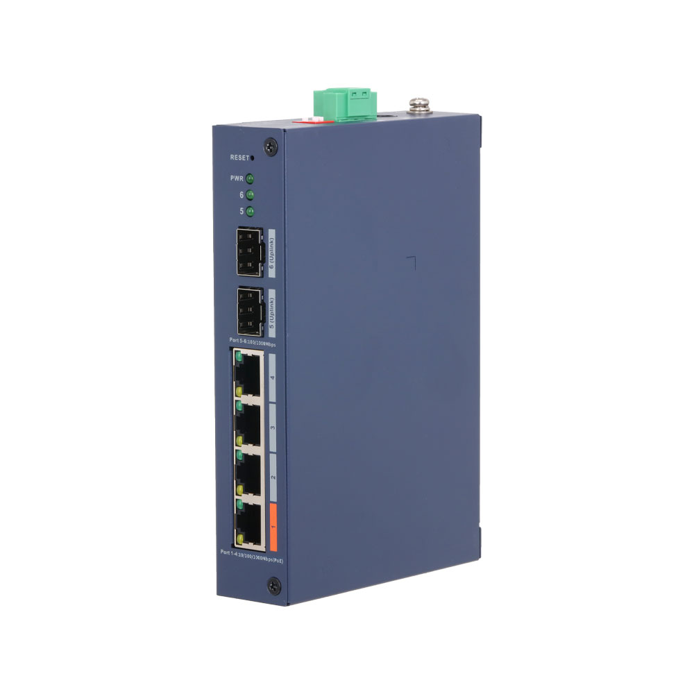 DAHUA-5519 | Switch gestionable cloud Dahua Hardened de 6 puertos Gigabit con 4 PoE y Hi-PoE de 60 W