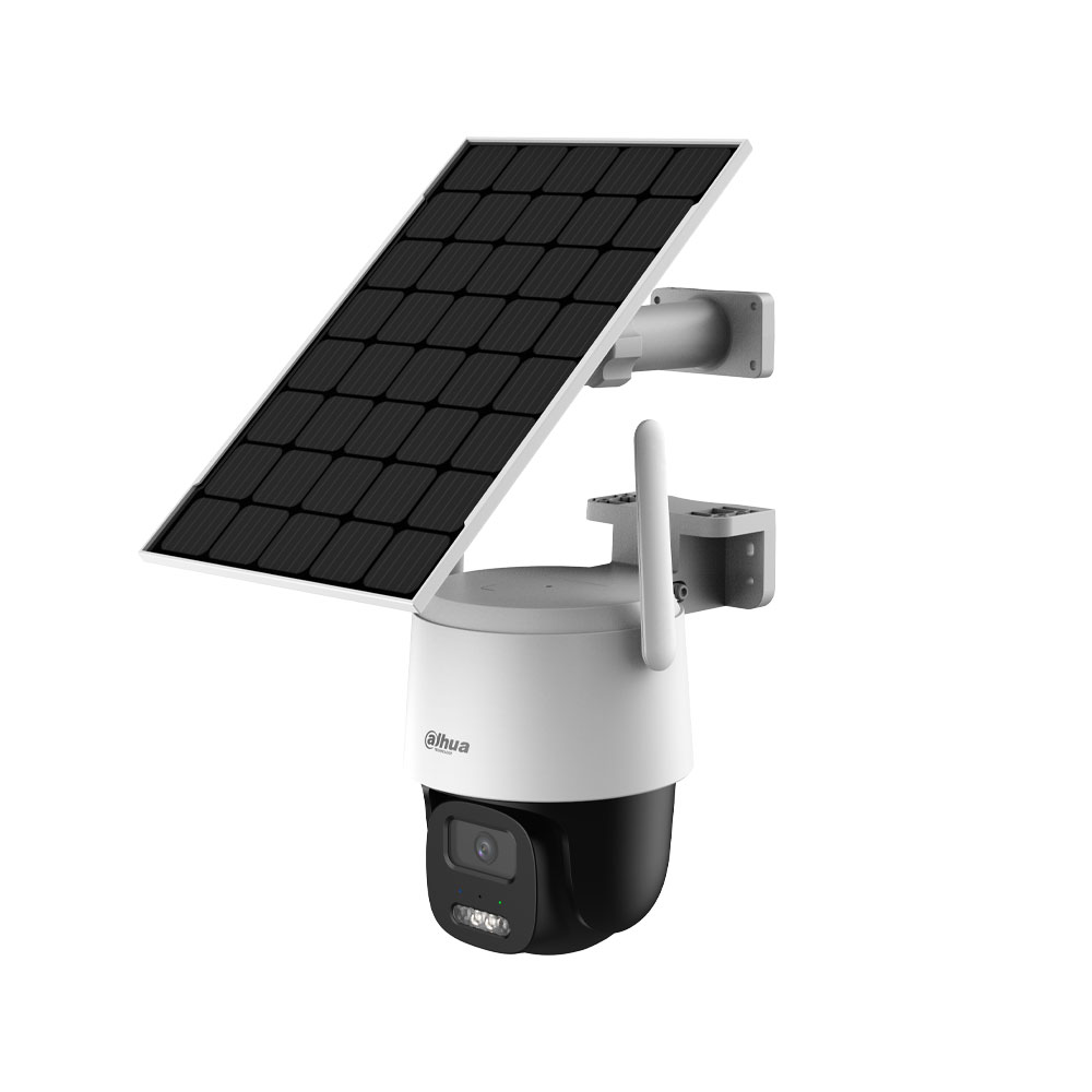DAHUA-5576 | Domo PTZ IP Dahua Wireless de 5MP com 4G, gravação AOV 24/7, bateria e painel solar para exterior