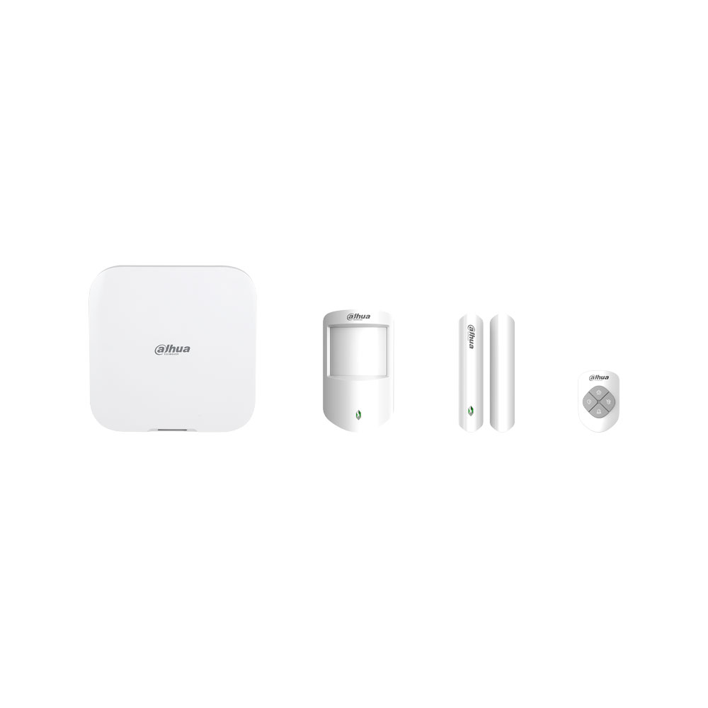 DAHUA-5580 | Kit de alarma vía radio Dahua 868 MHz con central 4G, detector PIR, contacto magnético y mando